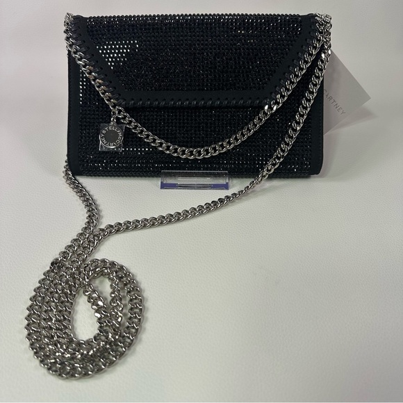 NEW STELLA MCCARTNEY MINI CROSSBODY ALL OVER CRYSTAL HOT FIX BLACK NWT! - Picture 5 of 12